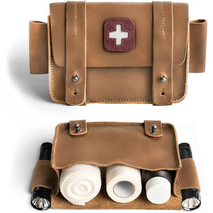 Wholesale waterproof leather medical pouch for emergency medicine storage <b>camping</b> travel hiking and outdoor first aid for sale - Product Image 1