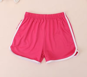 Women's Pink Mid Waist Knitted Shorts Sporty Breathable Elastic Waist Regular Fit Solid Color Polyester - Product Image 4