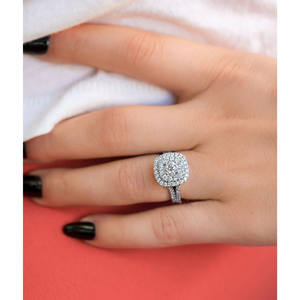 Anillo de Compromiso y Matrimonio Minimalista con Doble Halo, Engaste Pavé en Plata de Ley 925 con Moissanita para Regalos de Aniversario - Product Image 6