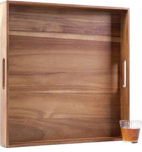 <b>Large</b> Handmade Wooden Serving <b>Tray</b> Unique Designer Customized Shape Platter for Kitchen Home Use Food Serving - Product Image 1