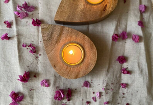 Giá đỡ nến trà hình oval bằng gỗ tự nhiên thủ công, trang trí nhà cửa theo phong cách <span class=keywords><strong>rustic</strong></span> boho, quà tặng Giáng sinh, Phục sinh, đám cưới - Product Image 1