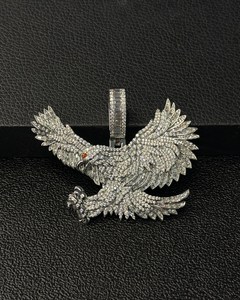 Custom Eagle Moissanite Luxury Pendant Necklace Fully Iced 925 Sterling Silver Silver Plated Lab Created Stone for <b>Gift</b> - Product Image 2