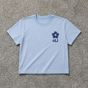 Camiseta personalizada para mujer, color azul claro, con bordado, media manga, de algodón, corte regular, para todas las temporadas. - Product Image 3