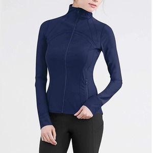 Women Full Zip Sport <b>Jacket</b> Black Long Sleeve Side Pockets Breathable Spandex Polyester Autumn <b>Wear</b> - Product Image 5