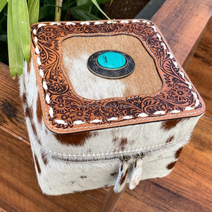 Gran oferta a granel, joyero de gran capacidad de cuero mecanizado a mano personalizado, caja de almacenamiento de piel de vaca, organizador, joyeros de viaje de lujo - Product Image 3