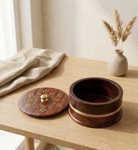 HeritageGrain <b>Enamel</b> <b>Bowl</b> Premium Artisan Wooden Printed Serving <b>Bowl</b> for Fruits, Salad, Snacks, Desserts & Tabletop Décor - Product Image 4