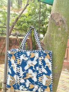 Bolso Tote de Algodón Acolchado Ligero Estilo Vintage, Hecho a Mano, para Compras, Playa, Mercado, Viajes, Gran Capacidad - Product Image 4
