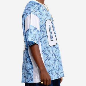 Jersey de Fútbol Americano de Alta Calidad con Diseño Sublimado Azul Claro, Estilo Urbano Holgado para Hombre, Ropa Deportiva Personalizada, Proveedor OEM - Product Image 2
