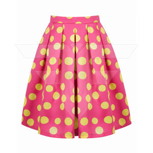 กระโปรงผ้าฝ้ายจีบเอวสูงแบบสั่งทำพิเศษ สไตล์เรโทร สีพื้น ความยาวปานกลาง ชุดเดรสแฟชั่น ชุดถักนิตติ้ง OEM ผ้าซาตินลำลอง กระโปรงผู้หญิง - Product Image 4