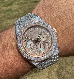 Reloj de Diamantes para Hombre, Totalmente Cubierto de Diamantes, Reloj Automático de Moissanita, Plata de Ley 925, Reloj de Lujo Estilo Hip Hop - Product Image 5