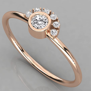 Bague de mariage minimaliste en or massif 18 carats pour femme, sertie de diamants naturels taille brillant rond et pierres latérales – Cadeau d'anniversaire - Product Image 6