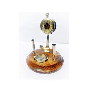 Vintage <b>Antique</b> Brass Telegraph with Pen Holder <b>Compass</b> Nautical Table Top Home Decor Gift Item - Product Image 1