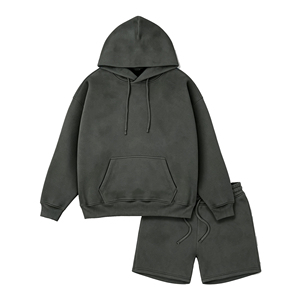 ชุดเสื้อสเวตเตอร์มีฮู้ดสีพื้นแบบยูนิเซ็กซ์แขนยาวสตรีทแวร์ 2 in 1 ทรงหลวมมีกระเป๋าข้างผ้าฝ้ายน้ำหนักเบาเหมาะสำหรับใส่ในฤดูใบไม้ร่วง - Product Image 6