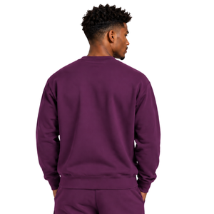 Plum Purple <b>Men</b> Sweatshirt Crew Neck <b>Long</b> <b>Sleeve</b> Pullover Casual Fleece <b>Top</b> Custom Logo Streetwear Winter Sportswear Wholesale - Product Image 2