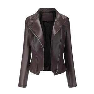 Veste en cuir véritable pour femme avec doublure douce, design zippé élégant et service OEM, veste en cuir pour femme à manches courtes - Product Image 2