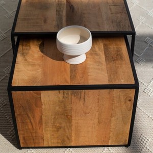 Mesa de Centro Rectangular de Madera Vandana Zenova Mira Nesting para Decoración Moderna de Sala de Estar - Product Image 4