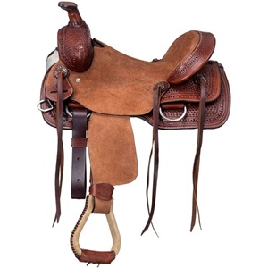 Selle de cheval western en cuir tressée à la main avec bordure florale gravée, en cuir brut, pour la course de barils, vente en gros, personnalisable en usine - Product Image 2