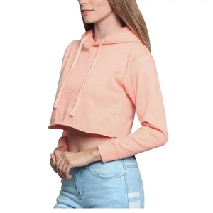 Sudadera con capucha corta blanca para mujer, estilo Y2K, con cordones en la cintura, manga larga, con capucha y cordón ajustable, directo de fábrica, OEM personalizado - Product Image 2