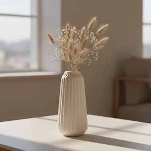 Vase à fleurs en porcelaine mate côtelée, style nordique moderne, éco-responsable, en céramique blanche, pour décoration de table, cadeau de pendaison de crémaillère, 2-4 pouces - Product Image 5