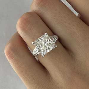 3.02CT Princess Cut Diamond Three Stone <b>Ring</b> Women's Lab Grown 10K White Gold Engagement <b>Proposal</b> Gift For Girlfriend - Product Image 2
