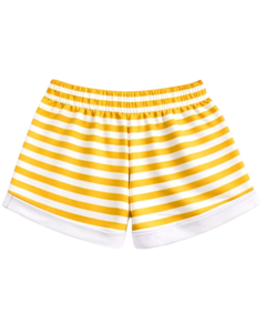 Ensemble décontracté d'été deux pièces pour femme : crop top rayé jaune et blanc et short, taille élastique, tenue de détente, streetwear, OEM - Product Image 6