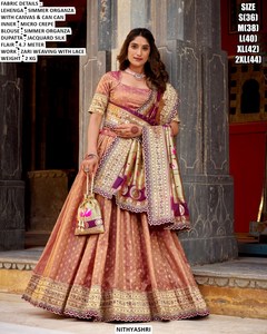 Lehenga Choli Marron Virasat Traditionnel pour Fête, Longueur au Sol, pour Femme - Product Image 5