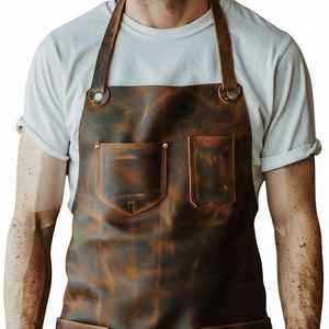 Professional Leather Grilling Apron Heat Resistant <b>BBQ</b> Smoker-Genuine Cowhide Smell Proof Protection for Outdoor Cooking - Product Image 5
