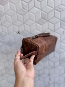 Nuevo Organizador de Artículos de Aseo de Cuero Genuino de Diseño, Kit de Afeitado para Hombre y Mujer, Bolsas de Cosméticos de Viaje de Cuero Real, Bolsas de Maquillaje - Product Image 5
