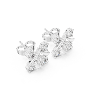 Luxury <b>Silver</b> Geometric Diamond <b>Stud</b> Earrings Womens Fine Jewelry Trendy IGI Certified Wedding & Engagement Gift - Product Image 2
