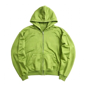 Sudadera con capucha personalizada con cremallera completa, verde, de forro polar grueso, para hombre, informal, holgada, de manga larga, chaqueta de invierno, ropa de abrigo. - Product Image 1