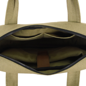 Maletín para Portátil de Lona Encerada al por Mayor con Correas de Cuero Genuino Color Caqui, Maletín Personalizado, Fabricante de Bolsos de Mensajero para Negocios - Product Image 6