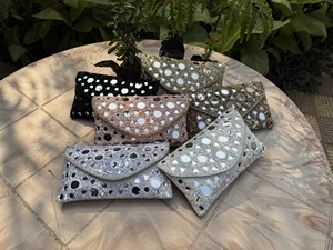 Mirror Flap <b>Clutch</b> Bag with Handcrafted Mirror Work Elegant Evening Handbag for Women <b>Wedding</b> Party Festive Occasion Wear - Product Image 6