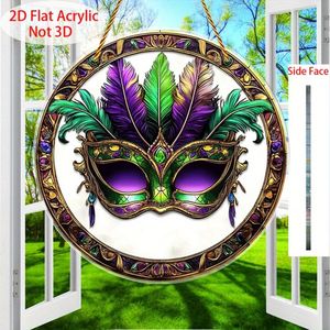 CIFbuy Acchiappasole Moderno Vintage a Forma di Maschera di Carnevale, Decorazione Murale in Cristallo Rotonda in Acrilico con Dettagli Dorati, Servizio di Selezione Disponibile - Product Image 1