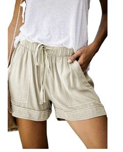 Shorts pour femmes WBangladesh, été, coton, confortable, taille élastique, cordon de serrage, shorts décontractés avec poches, respirant, grande taille, nouveauté - Product Image 1