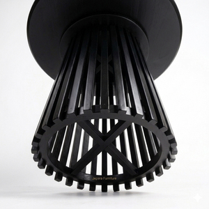 Modern <b>Round</b> Outdoor Coffee <b>Table</b> Black Teak Water Resistant Minimalist Design Durable Solid Frame Accent <b>Table</b> for Terrace Use - Product Image 3
