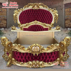 Cama de Madera de Teca de Lujo con Respaldo Alto Tallado y Mesitas de Noche, Muebles de Dormitorio Principal de Estilo Europeo Moderno - Product Image 4