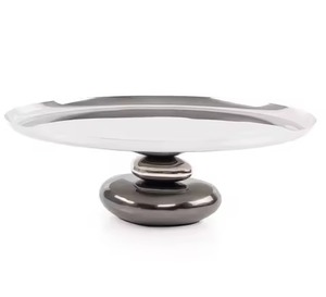 Luxury Low Profile Stainless Steel <b>Cake</b> Tray <b>with</b> Clear <b>Glass</b> <b>Dome</b> Cloche Cover Modern Buffet Catering Serving Platter Display - Product Image 4