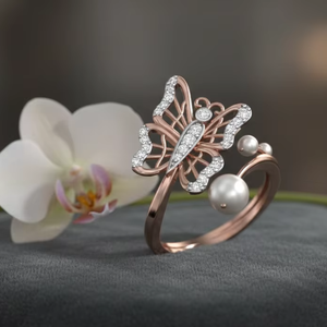 Elegante Anillo Abierto de Mariposa con Diamantes en Oro Rosa para Aniversario y Fiesta de Bodas - Product Image 6