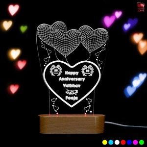 Wholesale Supply 3D Illusion <b>LED</b> Lamp with Heart Shape <b>Balloon</b> Design Acrylic Night Light Romantic Decorative Lamp - Product Image 5