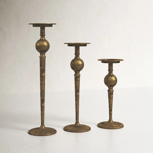 <b>Brass</b> <b>Candlestick</b> Holder Set Of 3 Tapered Design For Home Decoration Durable Metal Finish At Best Price - Product Image 1