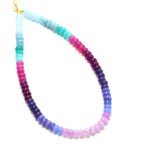Magnifique collier de perles rondes lisses en quartz coloré, 7-8 mm, bijoux en pierres précieuses de quartz multicolores. - Product Image 4