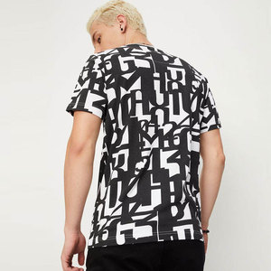 Men's Oversized Front Logo High Street Quick Dry Breathable Short Sleeve <b>V</b>-<b>Neck</b> Knitted 100% Cotton <b>White</b> Black Solid <b>T</b>-<b>Shirt</b> - Product Image 4