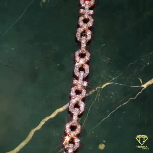 Elegant Rose Gold Lab Grown Diamond <b>Bracelet</b> Featuring Luxurious Open Link Design And Brilliant Round Stones - Product Image 2