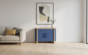 Buffet moderne à 2 portes en chêne massif pour salon - Rangement résistant à l'eau avec design minimaliste - Product Image 2