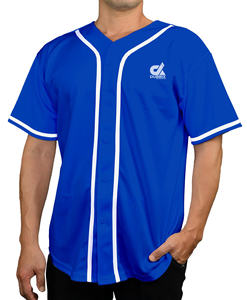 เสื้อเบสบอลสีขาวแบบกำหนดเองปี 2025 แขนเสื้อสีน้ำเงิน แต่งขอบด้วยผ้า ปิดกระดุม ออกแบบได้ตามต้องการ พร้อมชื่อและหมายเลข สไตล์มืออาชีพ ชุดทีม-ขายส่ง - Product Image 6