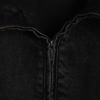 Veste en jean noire pour homme avec fermeture éclair, couleur unie, design à capuche, tissu tissé 100 % polyester, veste en jean pour homme, commande en gros