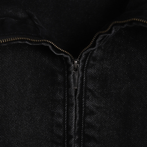 Men's <b>Black</b> Denim <b>Jacket</b> with Zipper Closure Solid Color Hooded Design 100% Polyester Woven Fabric Men's <b>Jeans</b> <b>Jacket</b> Bulk Order - Product Image 4