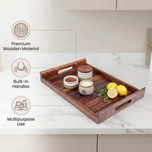 Vesta Homes Organisateur de plateau de service en bois de teck rectangulaire fait à la main pour la maison Cuisine Restaurant Table à manger Utilisation de bureau - Product Image 4