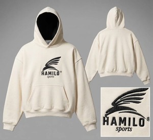 Sweat-shirt à capuche pour homme HAMILO Sports, coupe classique, logo brodé, poche avant, gris décontracté, 100% coton molletonné, service OEM - Product Image 2