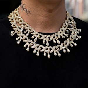 Luxury Fully Iced Moissanite Choker Set D <b>VVS</b> Tennis Tester Checked Silver Bamboo <b>Chain</b> Indian Manufacturer Rhodium Plated - Product Image 1